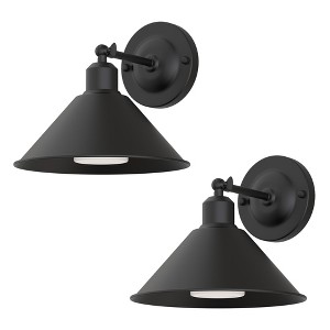 YANSUN 9 in. 1-Light Black Dimmable Wireless Wall Sconces, LED Lights with Remote Control for Living Room or Hallway (2-Pack) - 1 of 1