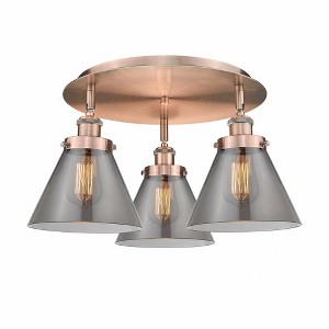 Cone - 3 Light Flush Mount In Art Deco Style-9.5 Inches Tall and 19.5 Inches Wide - 1 of 1