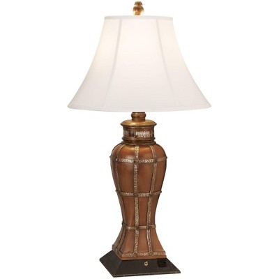 Gardner Chestnut and Gold Traditional Table Lamp with Convenience Outlet
