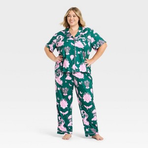 Wicked x Katie Kime Women's Pajama Set 2pc - Green - 1 of 3