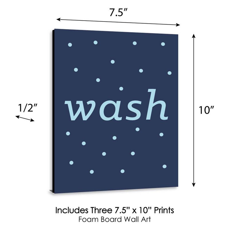 Big Dot of Happiness Boy - Blue and Navy - Kids Bathroom Rules Wall Art - 7.5 x 10 inches - Set of 3 Signs - Wash, Brush, Flush, 5 of 8