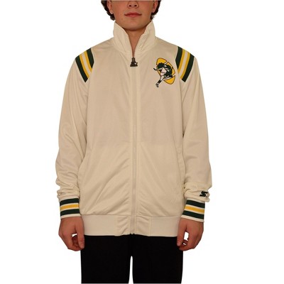 STARTER Mens Green Bay Packers Track Jacket Sweatshirt, Off-White, Large