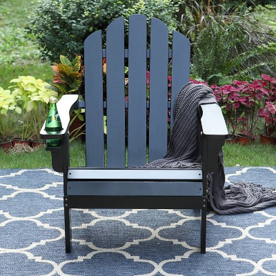 Outdoor Poplar Wood Adirondack Chair with Cup Holder - Captiva Designs