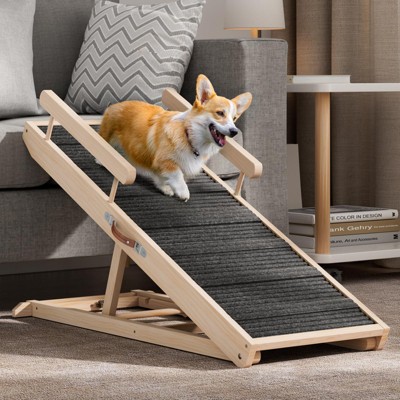 APRILSOUL Pet Ramps Wooden Dog Step with High Traction Mat and Safety Side Rails