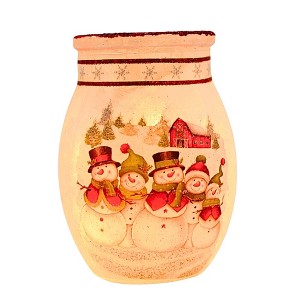 Stony Creek 4.0 Inch Happy Snowman Small Pre-Lit Jar Christmas Lighted Glass Accent , Christmas Decor Lighted Decorative Jar (1PC) - 1 of 4