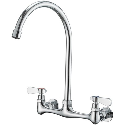 Bwe Double Handle Wall Mount Standard Kitchen Faucet With High Arc ...