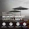 Four Seasons Courtyard 9 Foot Belmont Market Umbrella Round Olefine Fabric Outdoor Backyard Shaded Canopy with Customizable Adjustments, Navy - 2 of 4