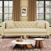 81"Leather Couch,Handmade Button Tufted 3 Seater Sofa, Chesterfield Sofa with Deep Seat and 2 Pillows,Leather Sofa for Living Room Apartment,Office - 4 of 4
