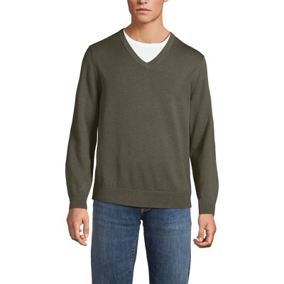 Lands' End Men's Fine Gauge Cotton V Neck Sweater