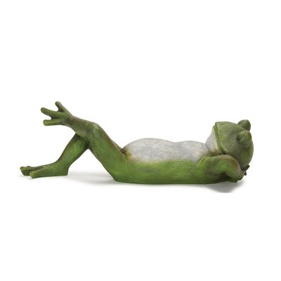 Whimsical Green and Gray Resin Frog Figurines Set