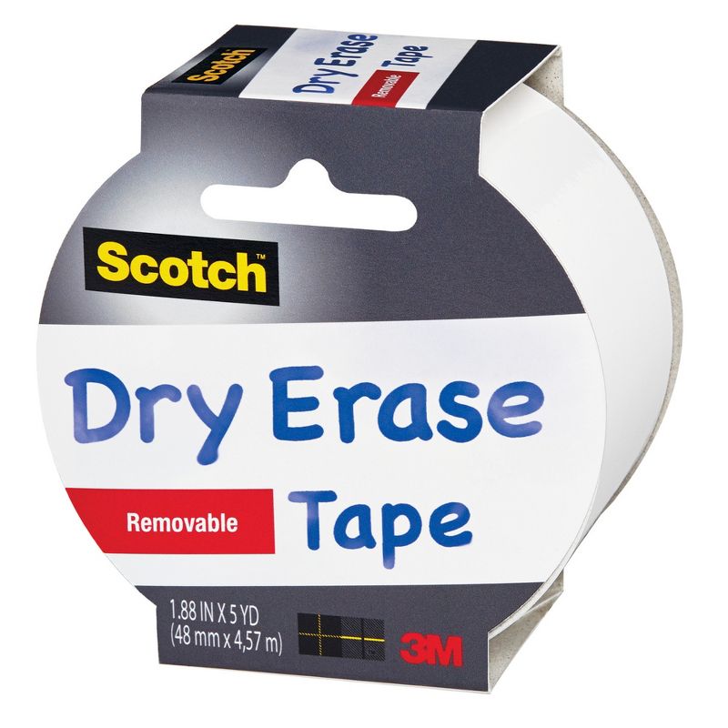 Scotch Dry Erase Removable Tape, 1.88 Inches x 5 Yards, White, 1 of 2