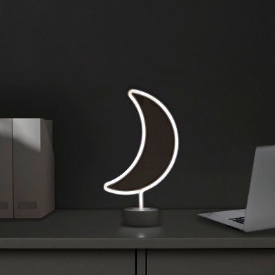 Northlight 11.5" Battery Operated Neon Style LED Moon Table Light - Warm White