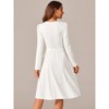 Seta T Women's Puff Long Sleeve Crewneck Knee Length Tie Waist Casual Dress with Pockets - 4 of 4
