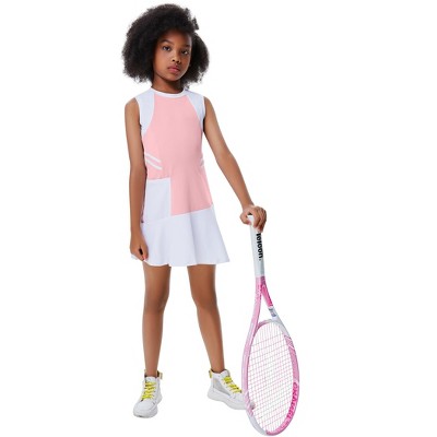 Girls Outdoor Sports Sleeveless Dress with Pockets Tennis Golf Outfit Athletic Sets