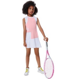 Girls Outdoor Sports Sleeveless Dress with Pockets Tennis Golf Outfit Athletic Sets - 1 of 4