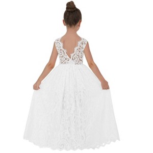 2Bunnies Paisley All-Over Lace V Back Sleeveless Maxi Flower Girl Dress - 1 of 4