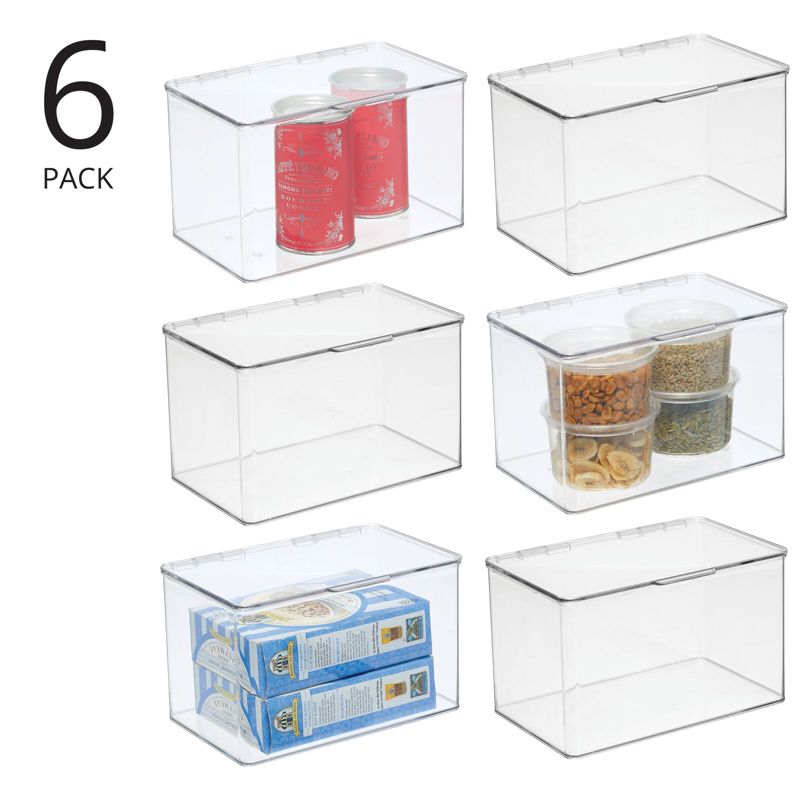 mDesign Plastic Kitchen Pantry/Fridge Storage Organizer, Hinge Lid, 2 of 8
