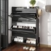 CuisinSmart Farmhouse Shoe Storage Cabinet with Metal Legs, Narrow Hidden Shoe Rack with 2 Flip Drawers, Shoe Organizer for Entryway, Black - 3 of 4