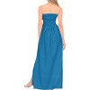LA LEELA Women's House Daily Routine Evening Wear Solid Smocked Top Maxi Slit Dress Casual Strapless Tube Dresses for Women - 3 of 4