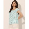 Allegra K Women's Square Neck Casual Cap Sleeve Floral Print Peasant Tops - 3 of 4