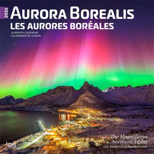 BrownTrout Aurora Borealis 2026 12"x24" Hanging Square Wall Calendar Plastic-Free - 1 of 4