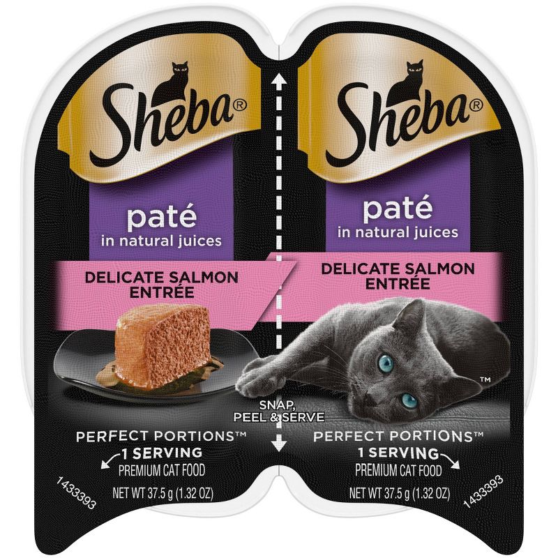 Sheba Perfect Entree Pate Portions Salmon Flavor Wet Cat Food - 2.64oz, 1 of 12