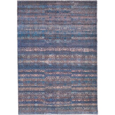 Voss Transitional Geometric Blue/Purple/Brown Area Rug
