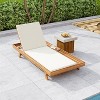 NicBex Acacia Wood Patio Chaise Lounge Set with 4" Thick Water-Resistant Cushions, Space Saving Design for Beach, Pool, Garden, Cream,Teak - 2 of 4