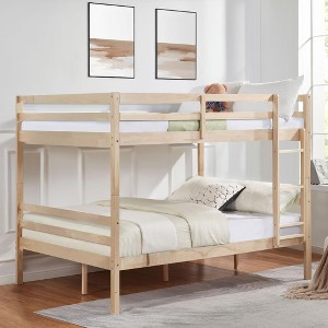 Kumasinova Bunk Bed,Wood Bunk Bed Frame with High Guardrail,Ladder,Twin Size Bed Frame for Kids Teens,No Box Spring Needed - 1 of 4