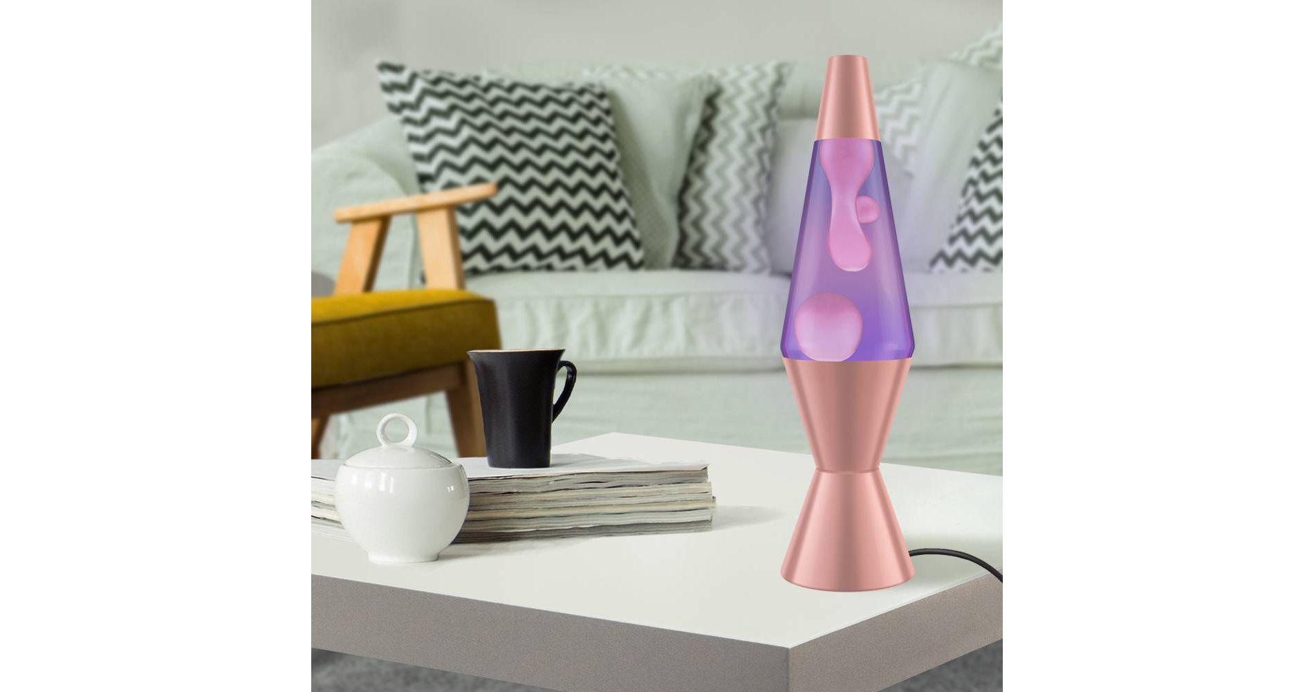 LAVA 14.5" Rose Gold Novelty Table Lamp: Electric Wax Motion Light for All Ages, No Assembly Required