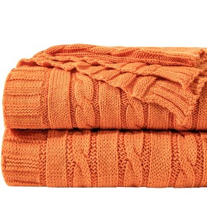 Cotton Cable Knit Blanket, Ultra-Soft Cozy Blanket for Couch & Bed Decor - NTBAY - 1 of 4