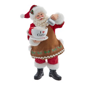 Kurt Adler 10.5-Inch Fabriché Santa with Oversized -InchI Love Coffee-Inch Cup and Creamer - 1 of 4
