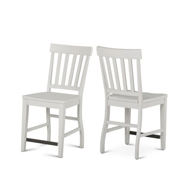 Farmhouse Rubberwood Counter Chair (Set of 2) with Slat Back and Scooped Seat ¨C Distressed