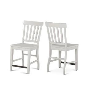 Farmhouse Rubberwood Counter Chair (Set of 2) with Slat Back and Scooped Seat ¨C Distressed - 1 of 4