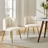 Set of 2 Barbara Velvet Vanity Stool For Makeup Room, Moden Accent Side Chairs For Living Room With Golden Metal Legs| ARTFUL LIVING DESIGN-IVORY - 3 of 4