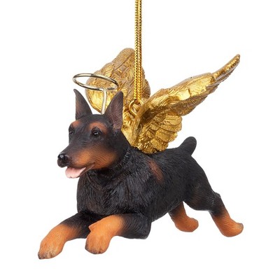 Black and Gold Resin Doberman Angel Christmas Ornament