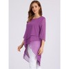 INSPIRE CHIC Women's High Low Hem Scoop Neck Asymmetrical 3/4 Sleeve Summer Top - 2 of 4