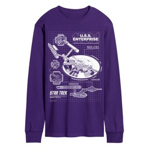Men's - Star Trek - Enterprise Diagram Long Sleeve Graphic T-Shirt - 1 of 3