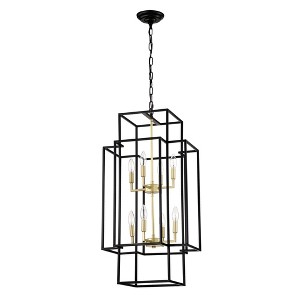 XINGHANZHENXUAN Black 8-Light Metal Lantern Tiered Pendant Hanging Light Fixtures for Dining Room Hallway Foyer Entryway (Bulbs Not Included) - 1 of 4