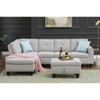 Okak 98" L-Shaped Sectional Couch with Movable Ottoman&2 Throw Pillows, Modern Linen Upholstered Sofa Chaise for Living Room,Apartment, Light Gray - 2 of 4