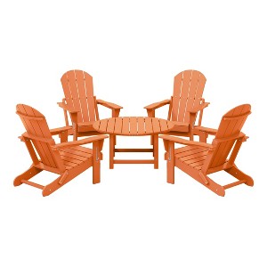 WestinTrends Malibu 5-Piece HDPE Folding Adirondack Chair Outdoor Patio Conversation Set - 1 of 4