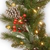 24" Prelit Flocked Christmas Wreath with Cones and Berries White Lights - National Tree Company - 3 of 4