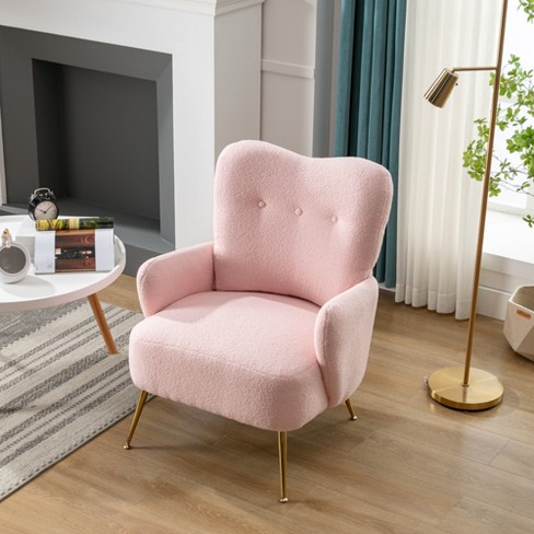 Golden Legged Luxury Pink Velvet Accent Chair