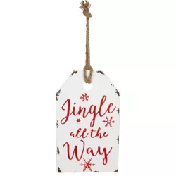 Northlight 12" White and Red Metal Distressed "Jingle All The Way" Christmas Wall Decor