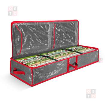 OSTO Premium Underbed Wrapping Paper Organizer with Interior Pockets Fits  18-24 40” Rolls. 600D Oxford Polyester Tear Proof Material Black White Trim