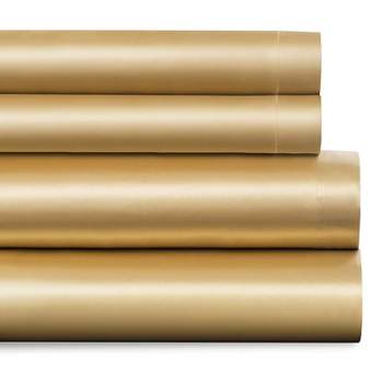 Cypress Luxury Linen Silky Smooth Satin Sweet Dreams 4 Piece Sheet Set - Gold - Queen