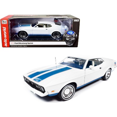 1972 Ford Mustang Sprint White with Blue Stripes "Class of 1972" "American Muscle" Series 1/18 Diecast Model Car by Auto World