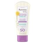 Aveeno Baby Continuous Protection Sensitive Skin Lotion Zinc Oxide Sunscreen, Broad Spectrum SPF 50 - 3 fl oz