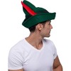 Joyfy Felt Robin Hood Hats with Feather, Tyrolean Costume Accessory for Halloween Dress Up, Green Alpine German Hat One Size Fits all for Adult - 3 of 4