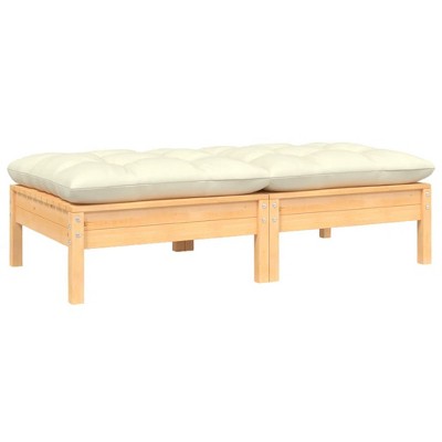 VidaXL 2-Seater Patio Sofa with Cream Cushions Solid Pinewood